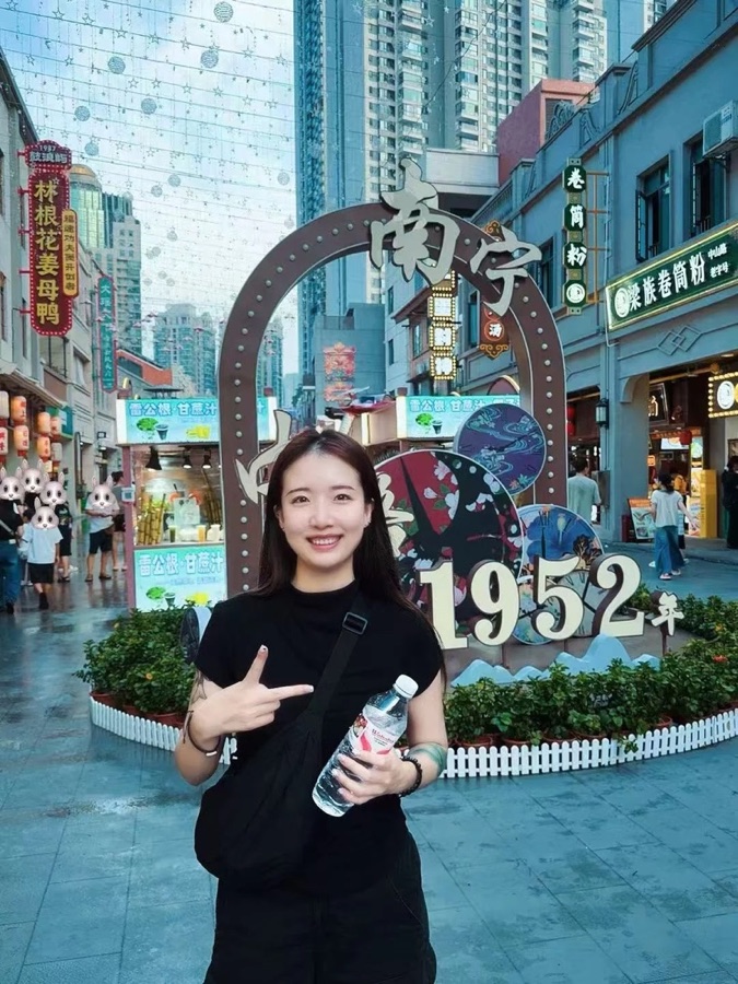 Yiyi on a street in Nanning, Guangxi, China